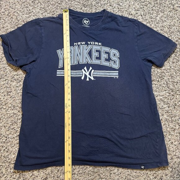 New York Yankees Navy Blue T-Shirt 47 Brand Logo Kids Large 100% Cotton Short Sl - Picture 5 of 5